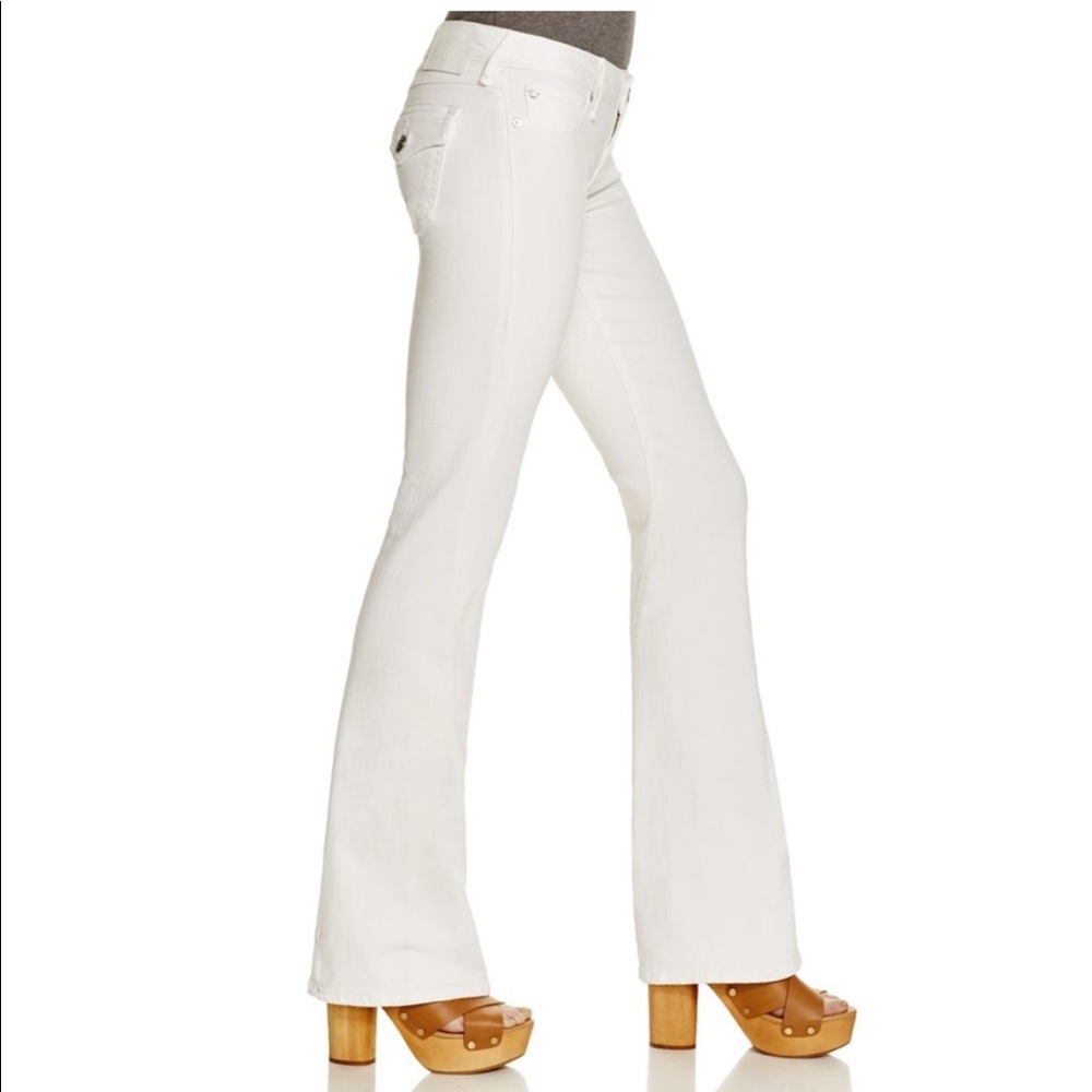 True Religion Joey low rise flare 28 optic white jeans worn 2x